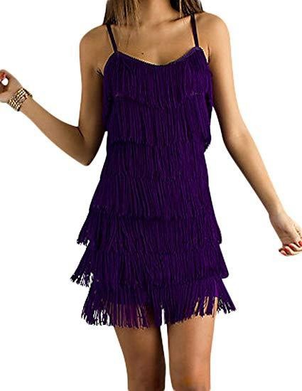 WOMEN'S SHORT ALL-OVER FRINGE FLAPPER DRESS