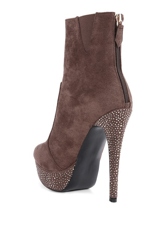 Espiree Microfiber High Heeled Ankle Boots