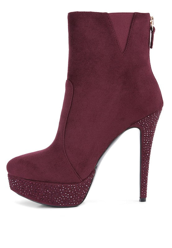 Espiree Microfiber High Heeled Ankle Boots