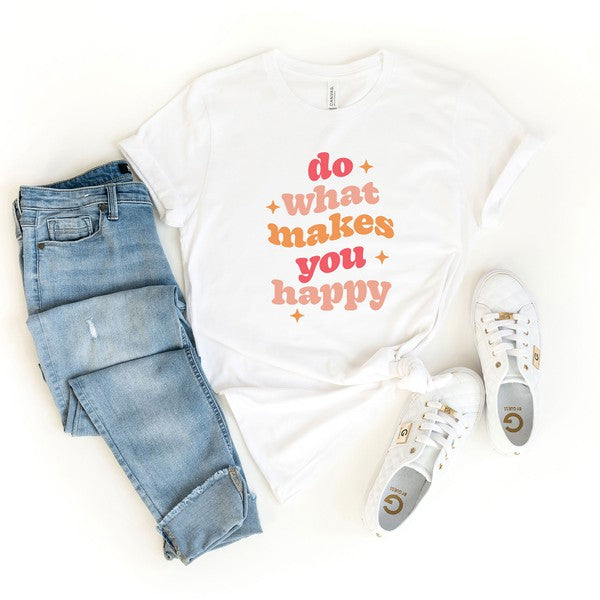 Makes You Happy Stars Short Sleeve Graphic Tee