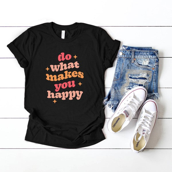 Makes You Happy Stars Short Sleeve Graphic Tee